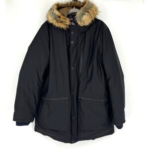 Ted Baker Gouda Hooded Parka Black Size 2XL Faux Fur NEW